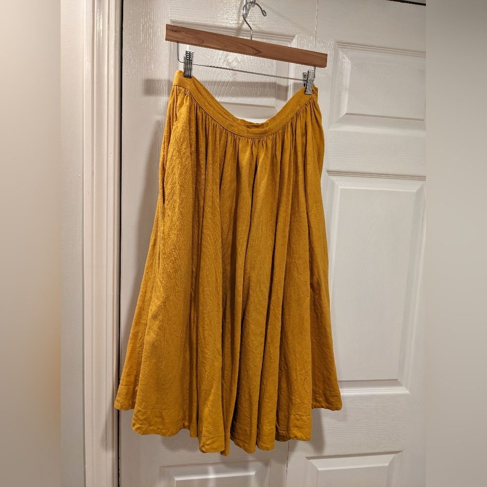 100% Linen Mustard Yellow Jo Skirt